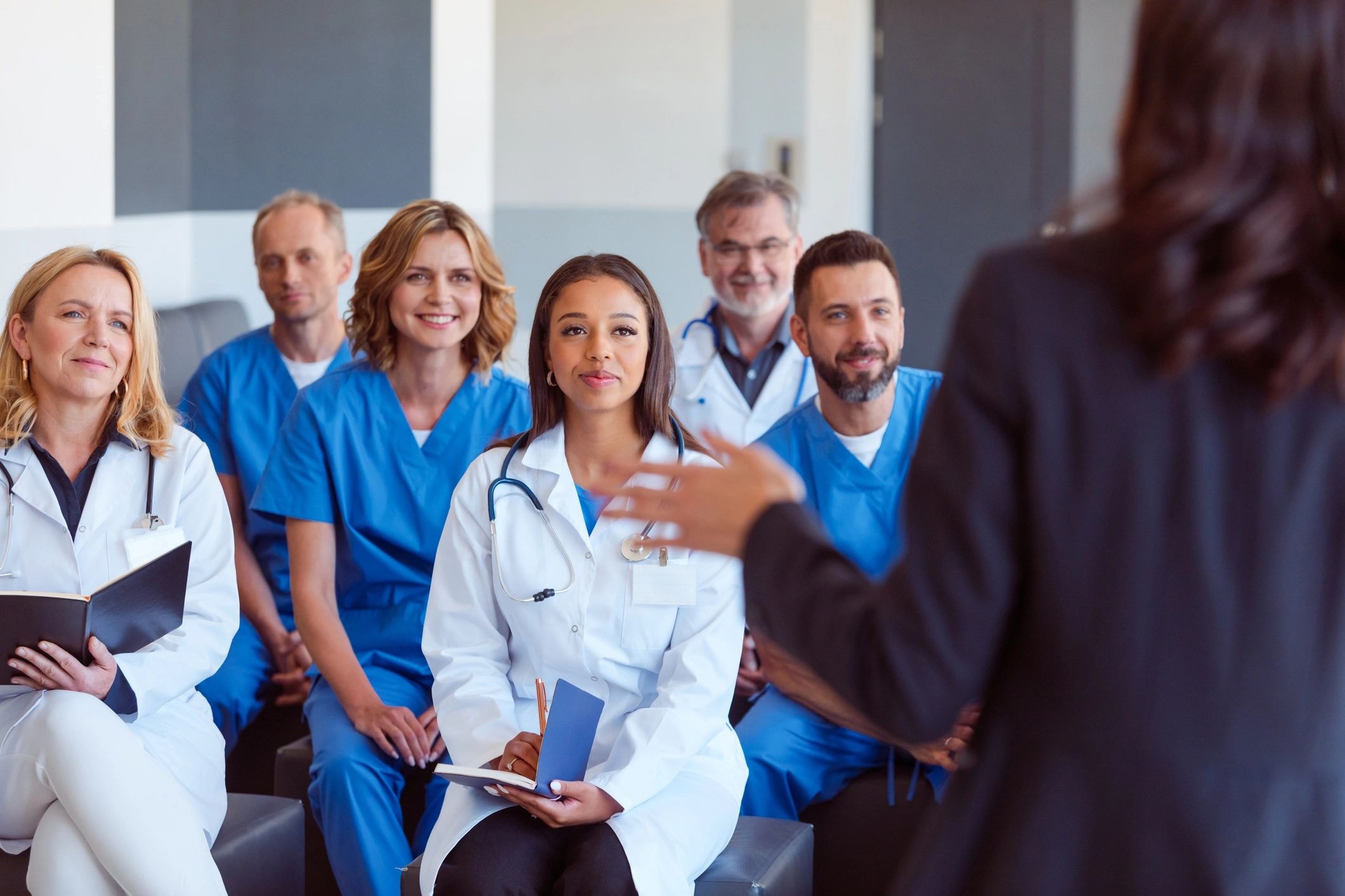 Diverse healthcare professionals team meeting